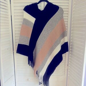 Striped Multicolor Women's Sweater Poncho